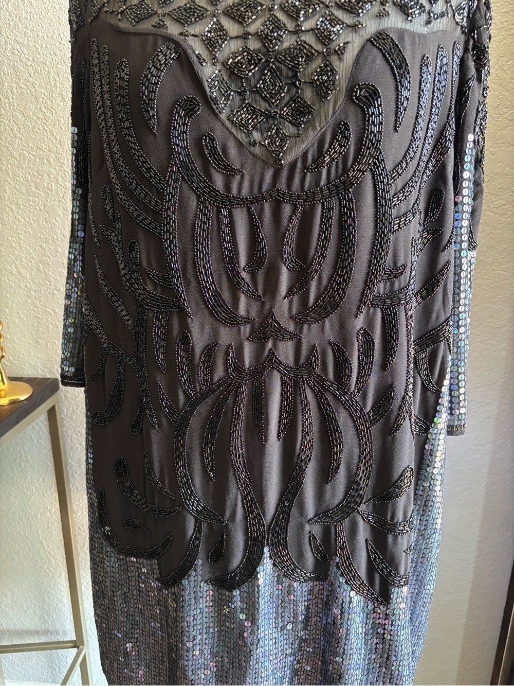 ASOS Black sequined Long Sleeve Evening Dress - Picture 9 of 10
